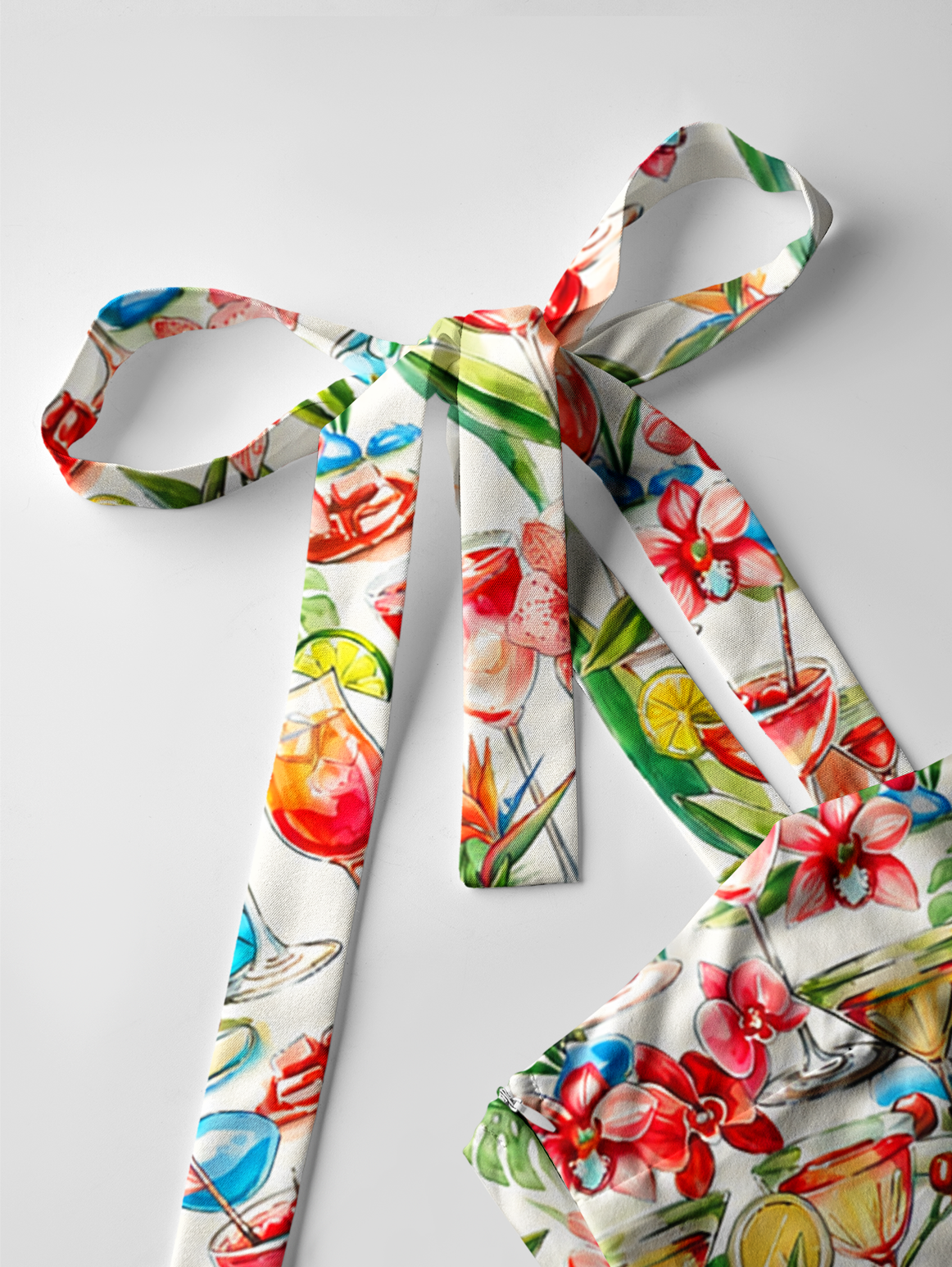 Tropical Cocktail Party Bow Strap Maxi Dress