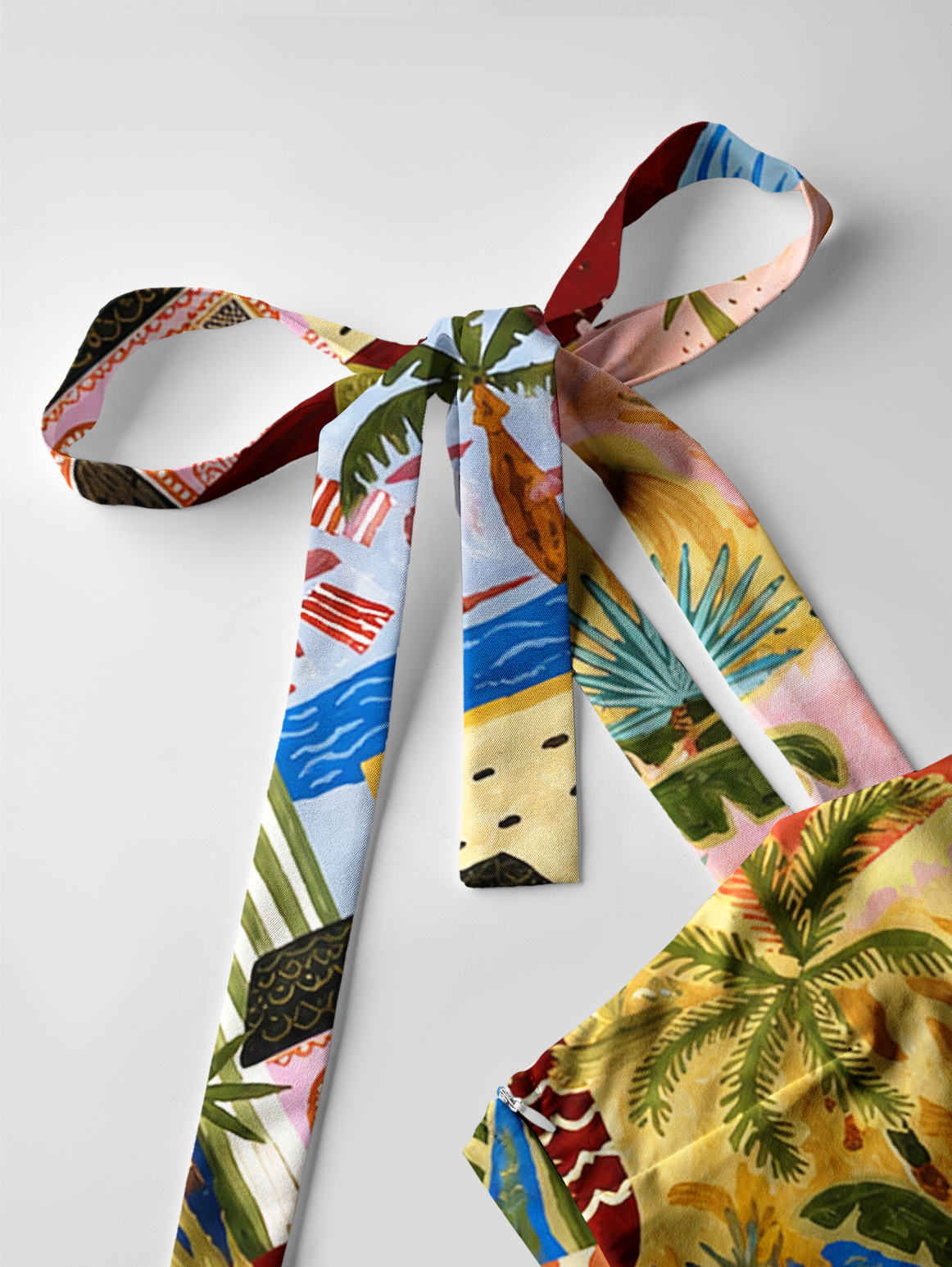 Desert Oasis Town Map Bow Strap Maxi Dress
