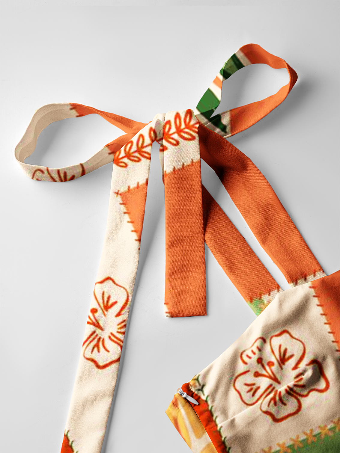 Boho Palm & Hibiscus Print Bow Strap Maxi Dress