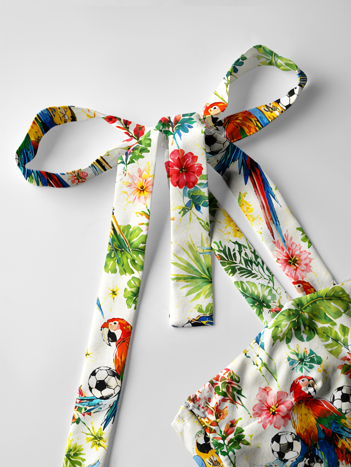 Tropical Parrot Football Garden Bow Strap Maxi Dress