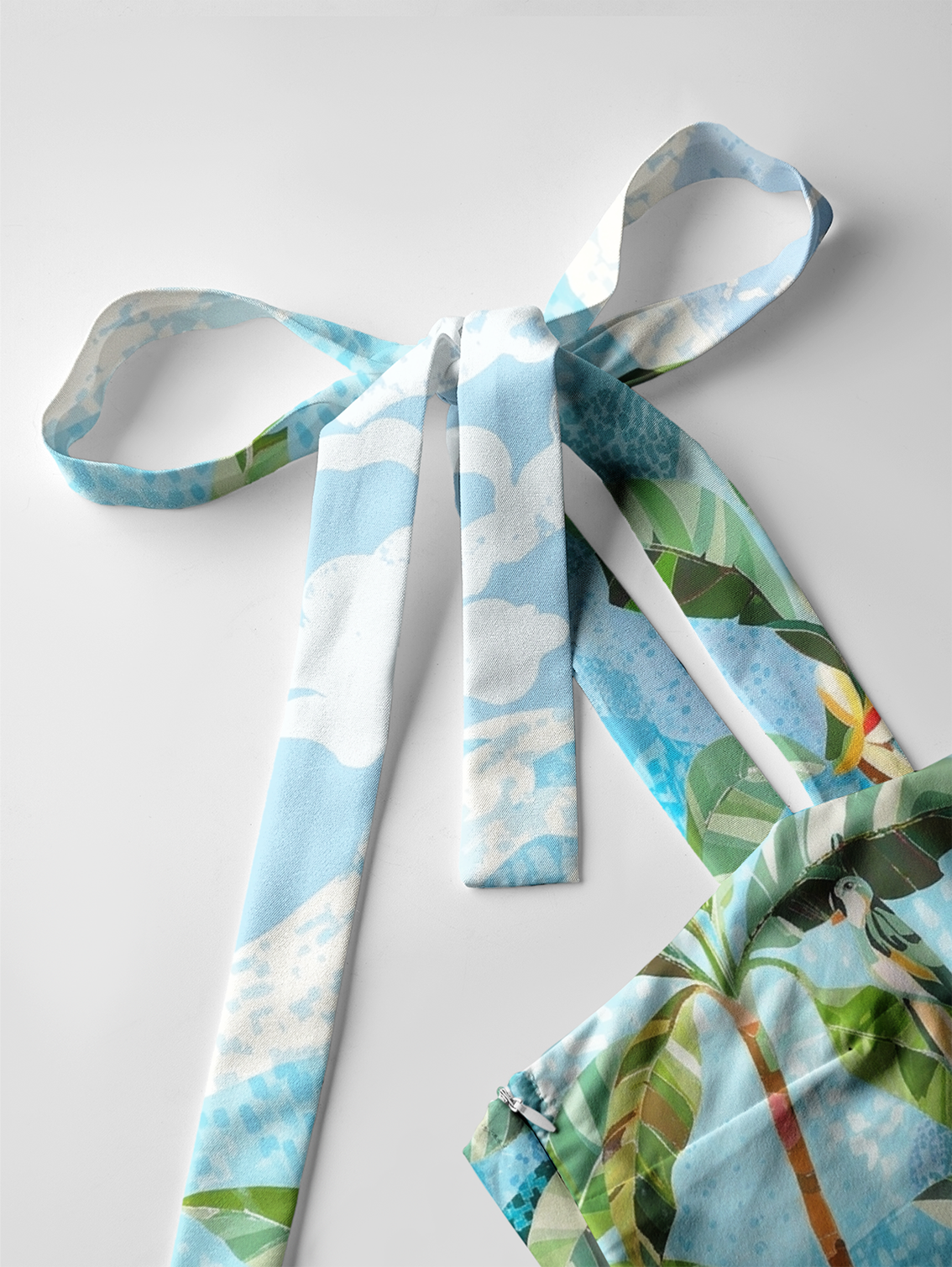 Rainforest Palm Tree Bow Strap Maxi Dress