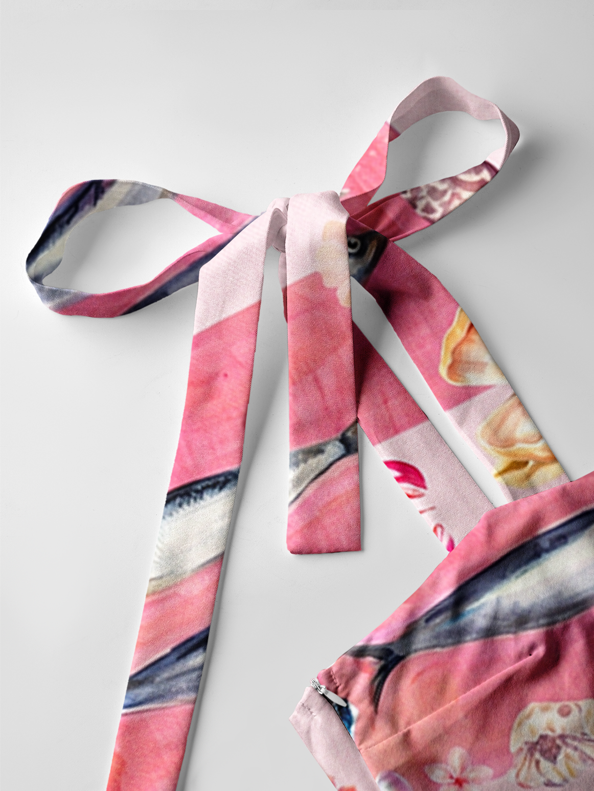 Pink Ocean Life  Bow Strap Maxi Dress