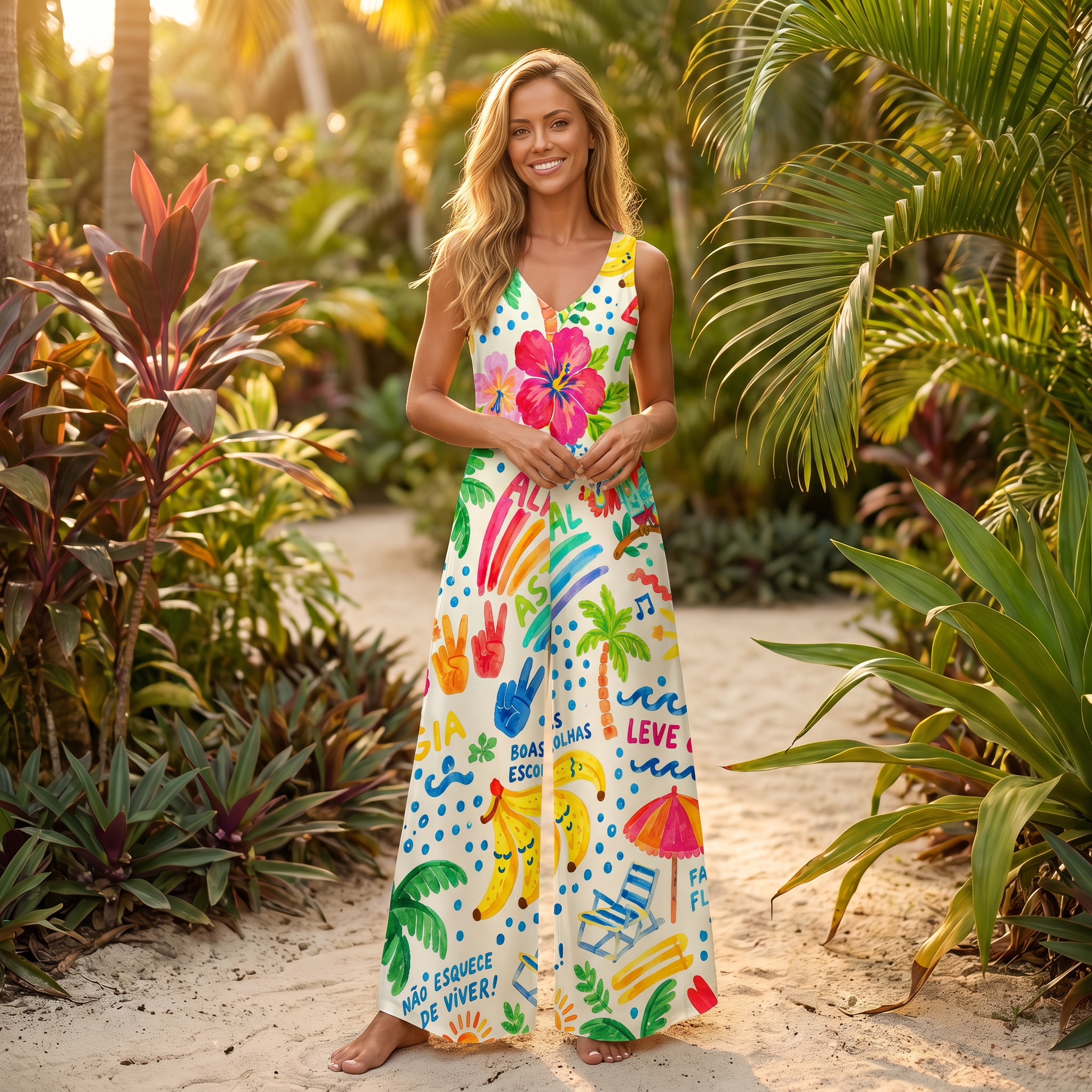 Rainbow Escape Jumpsuit with Pockets for Women