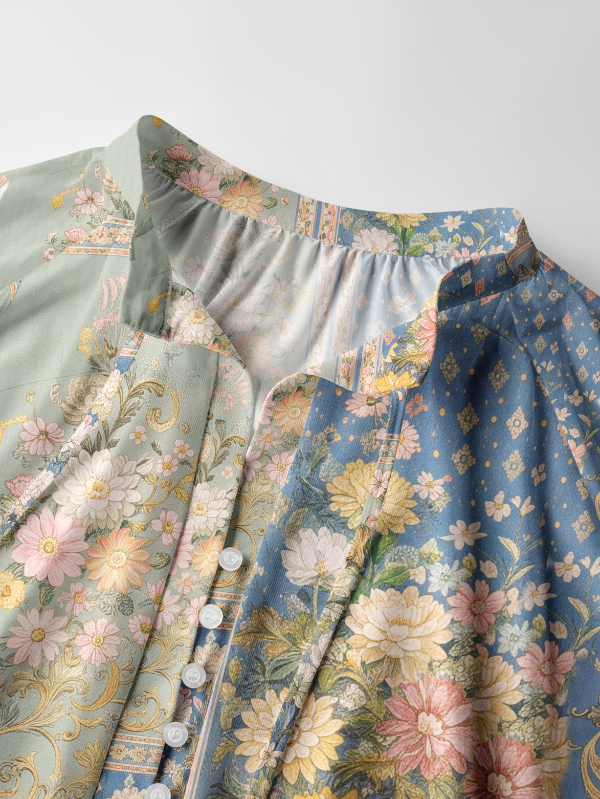Van Gogh Bouquet of Flowers in a Vase Long Sleeve Tie‑Neck Blouse