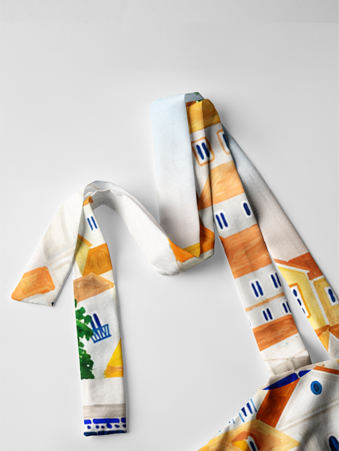 Lisbon Cityscape Bow Strap Maxi Dress
