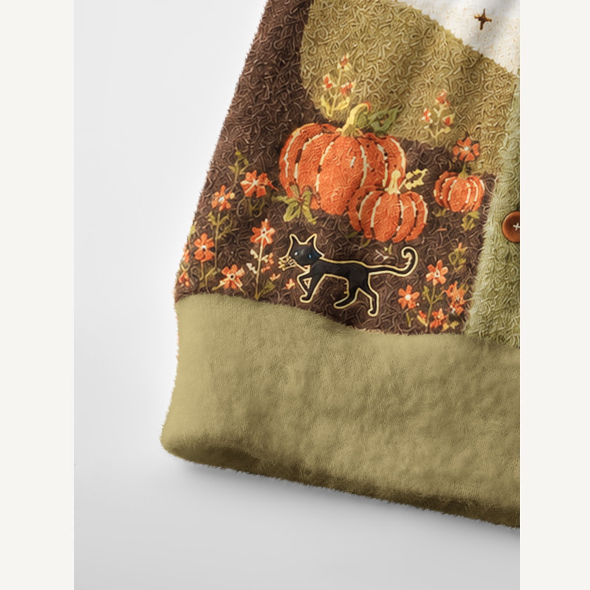 Halloween Forest Scene Pumpkin Buttons Women Cardigan Sweaters