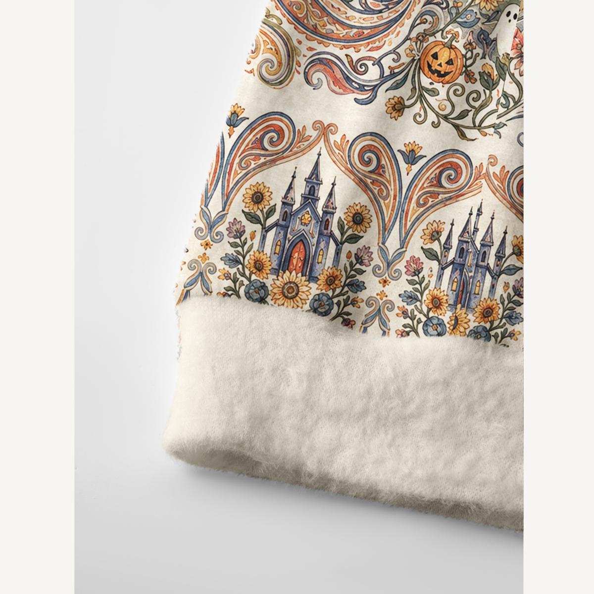 Boho Halloween Enchanted Castle Garden Pattern Buttons Women Cardigan Sweaters