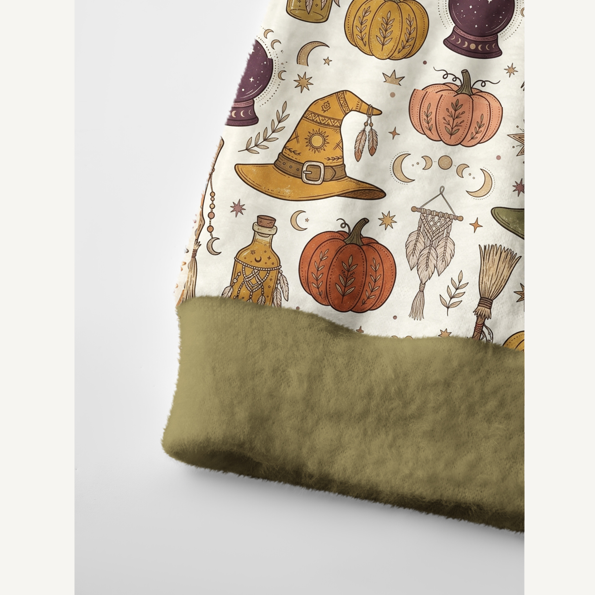 Boho Halloween Witchy Icons Pattern Buttons Women Cardigan Sweaters