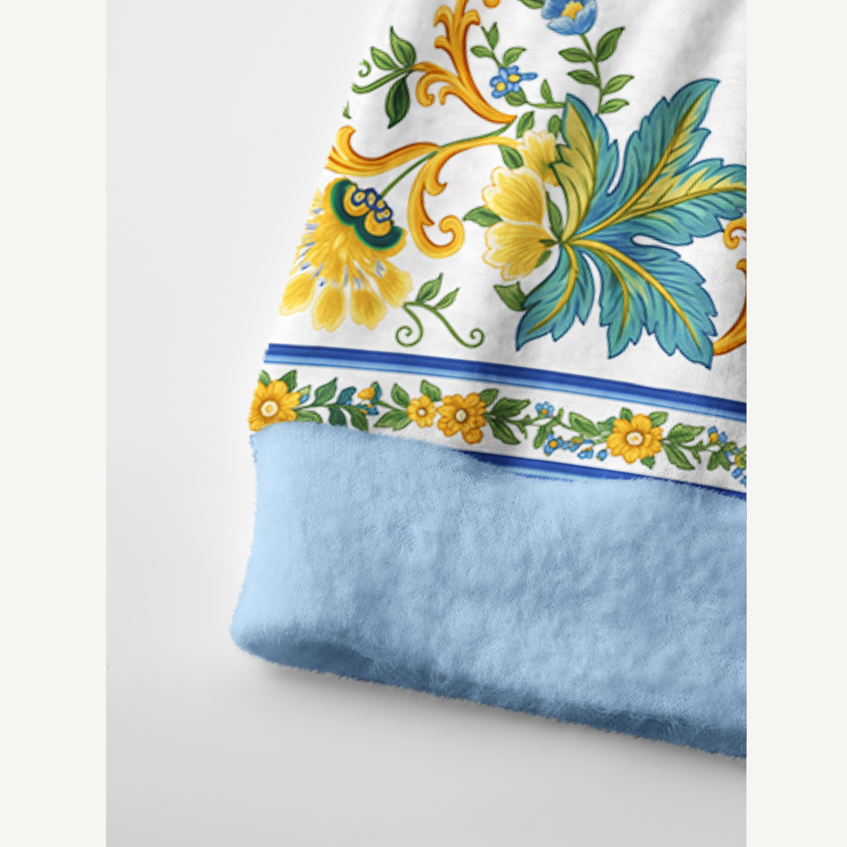 Blue & Yellow Botanical Border Women Cardigan Sweaters