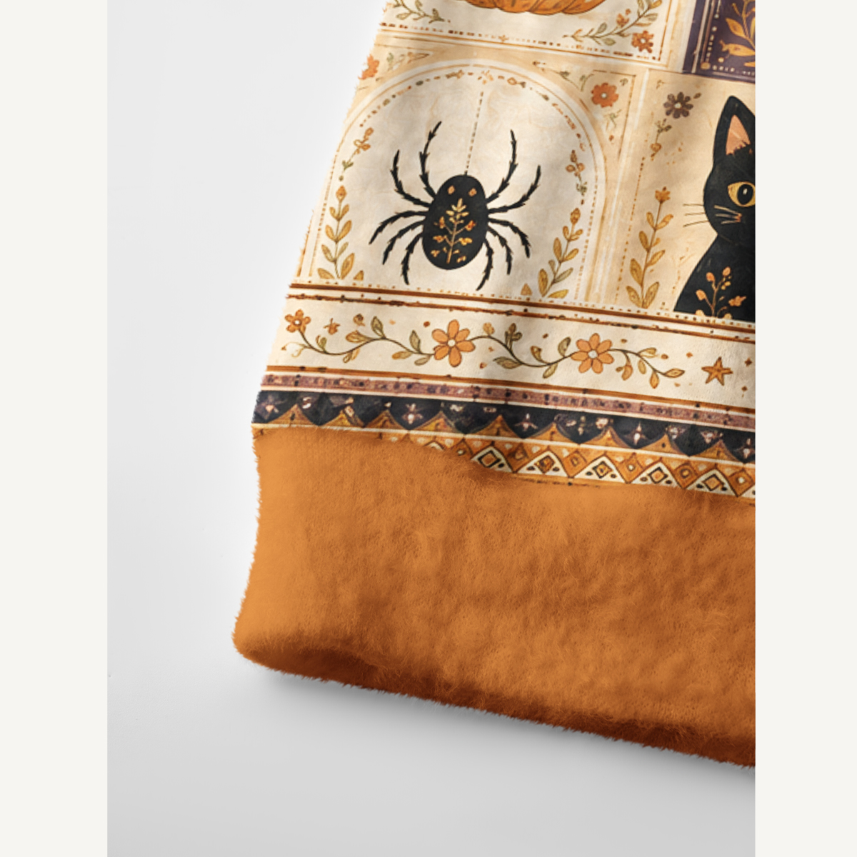Halloween Cat & Pumpkin Patchwork Print Cardigan Sweaters
