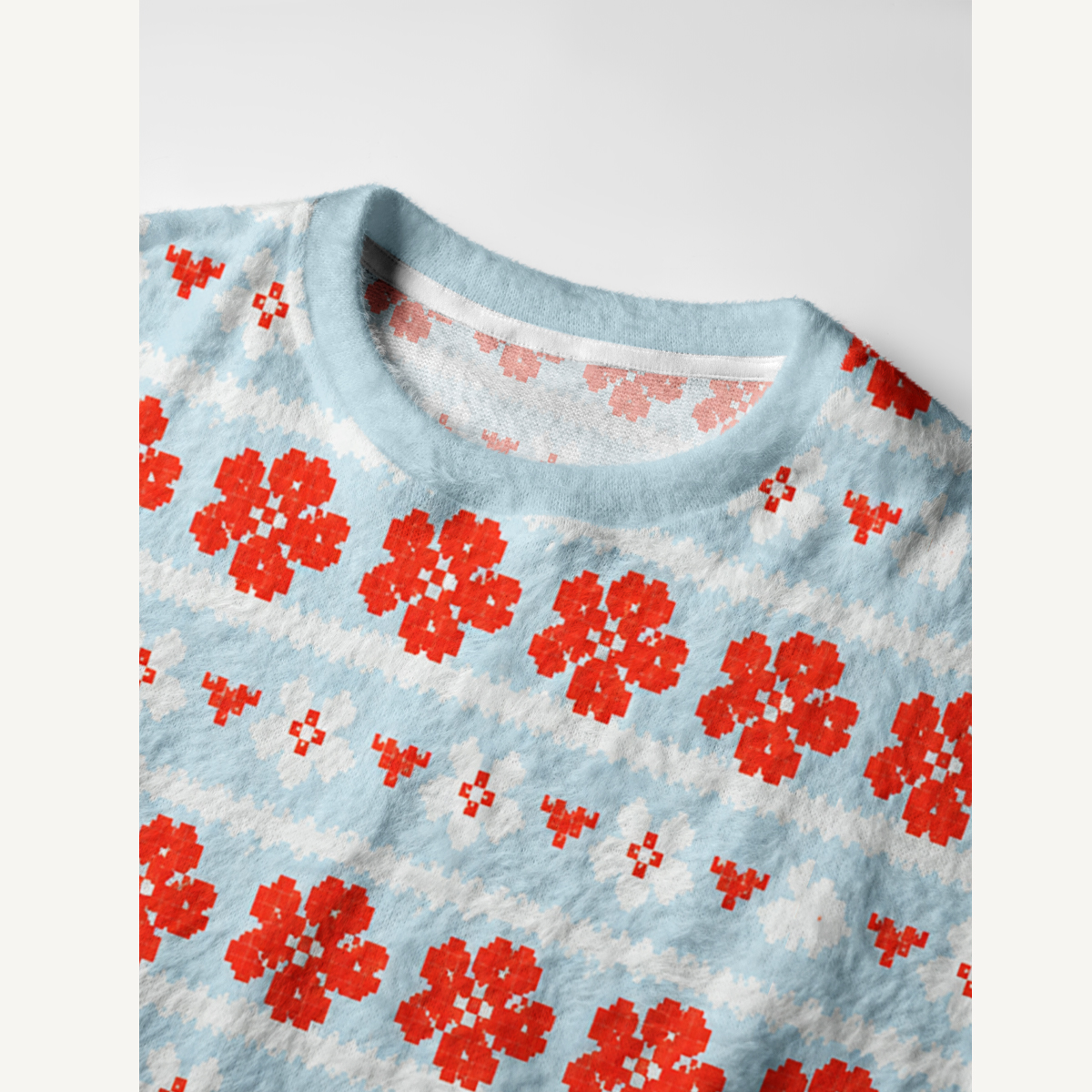 Floral Stripe Apple Flower Crewneck Sweater