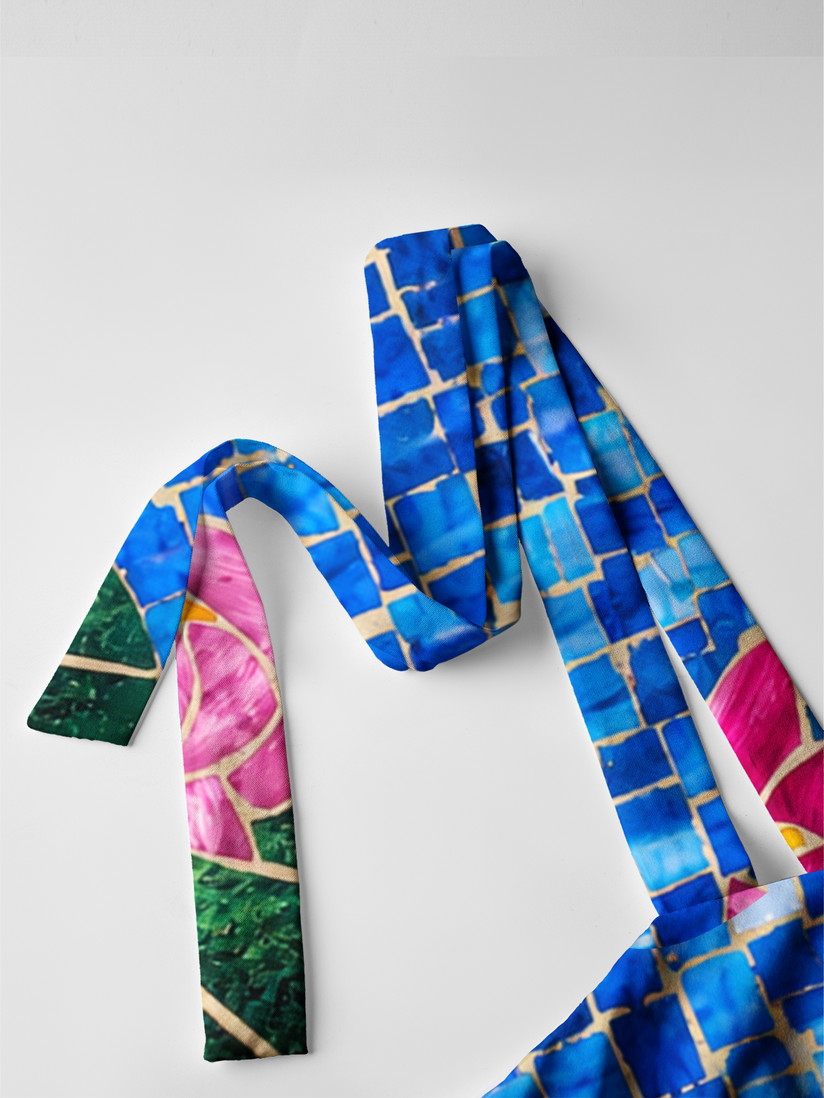 Mosaic Glass Lotus Bow Strap Maxi Dress