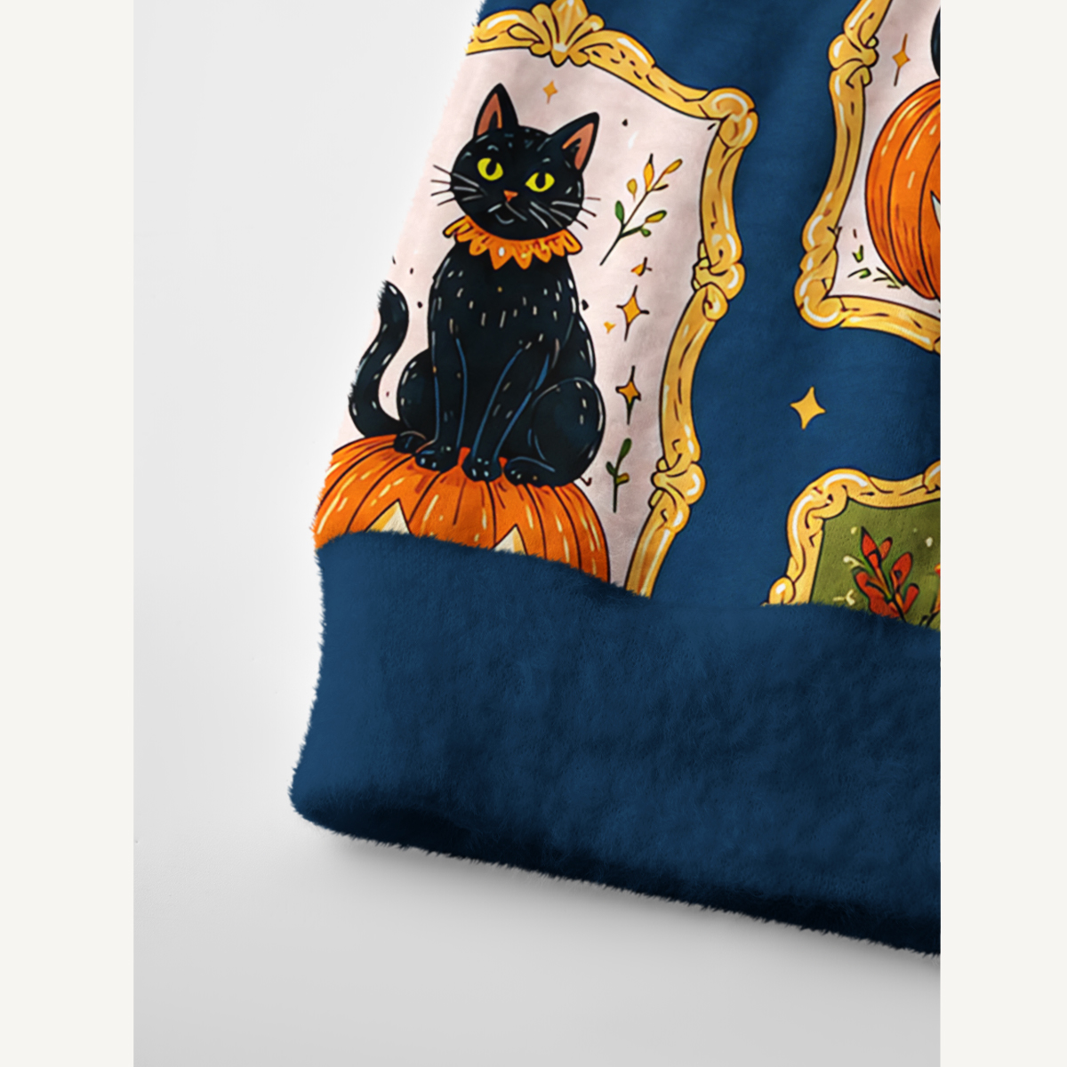 Whimsical Halloween Black Cat Bat & Moon Cardigan Sweaters