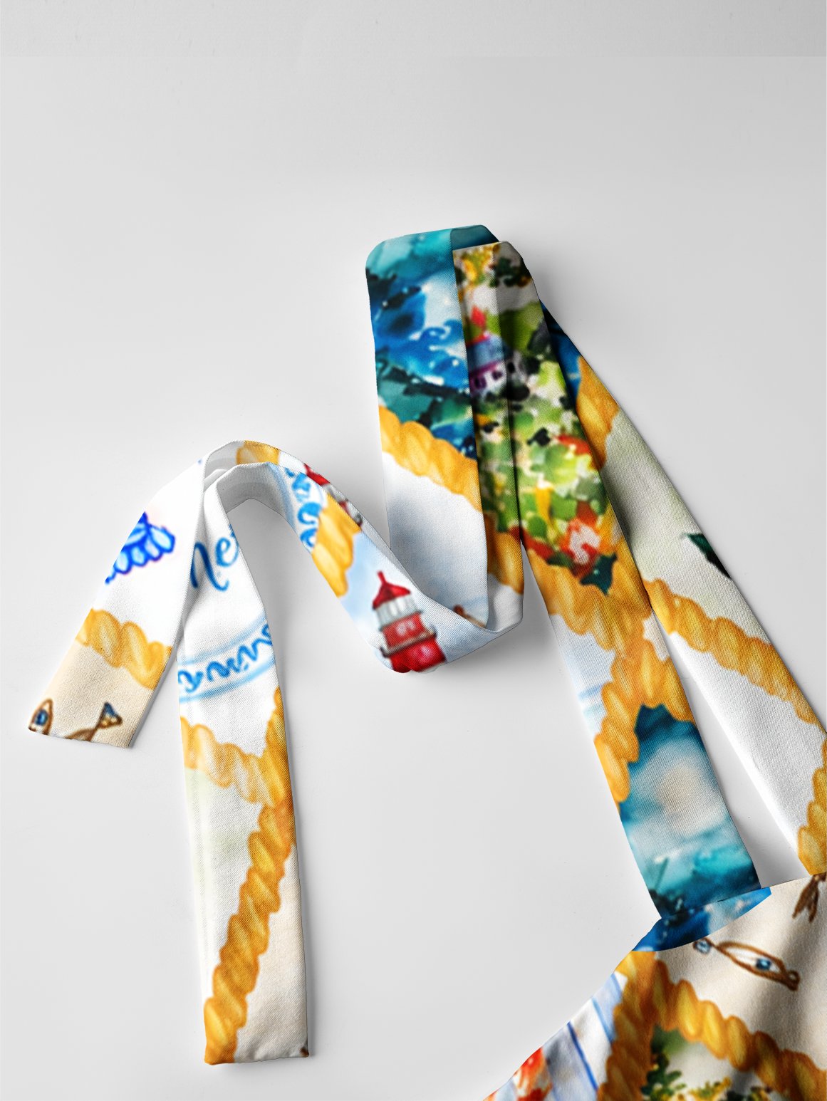 Coastal Patchwork Bow Strap Maxi Dress