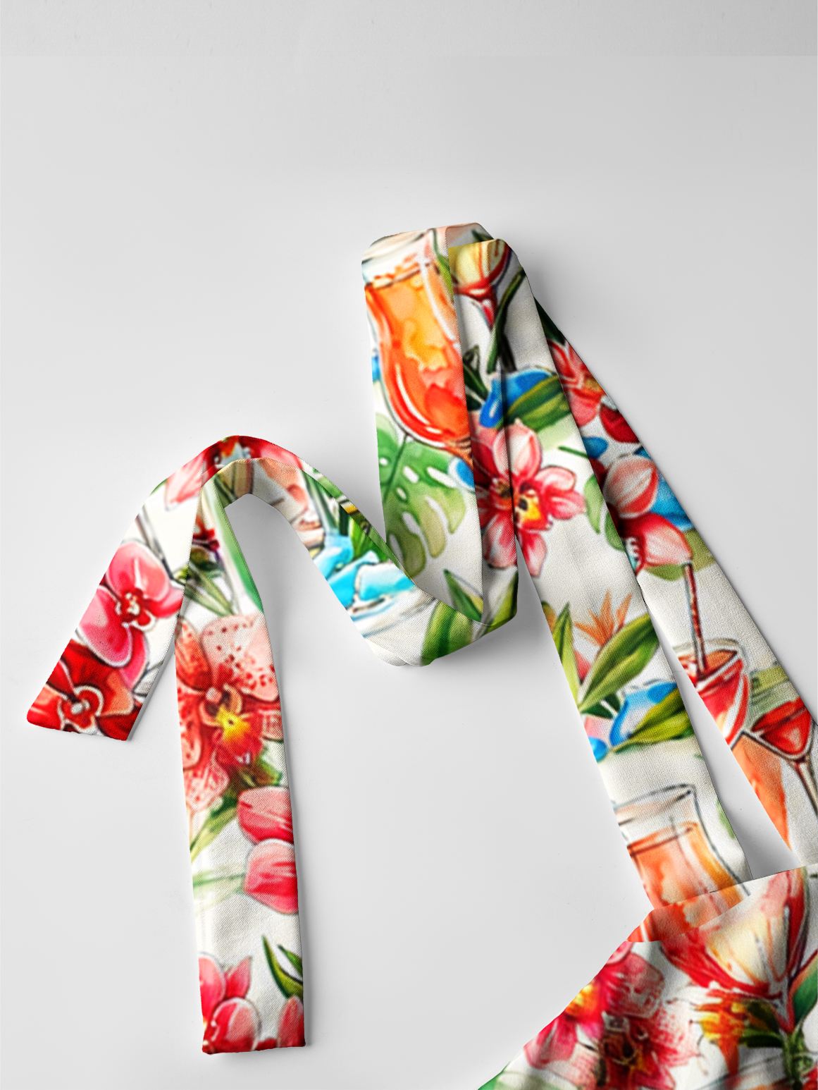 Tropical Cocktail Party Bow Strap Maxi Dress