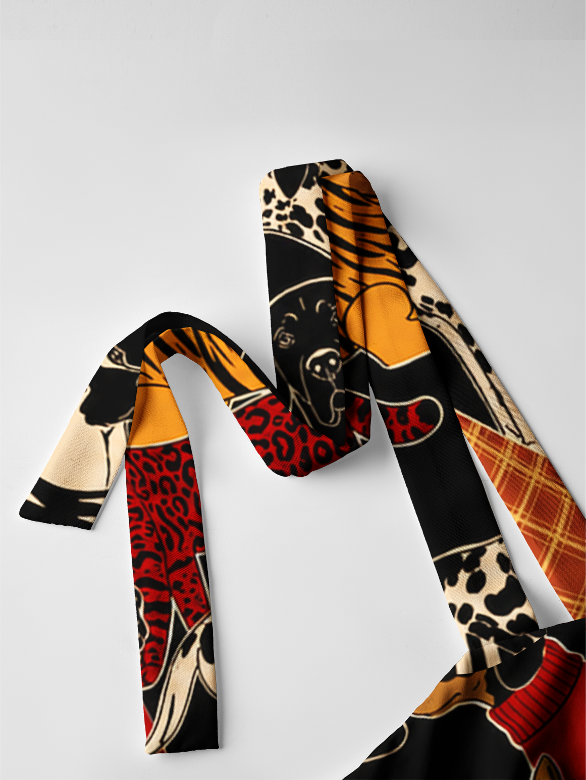 Patterned Cats & Dogs Bow Strap Maxi Dress