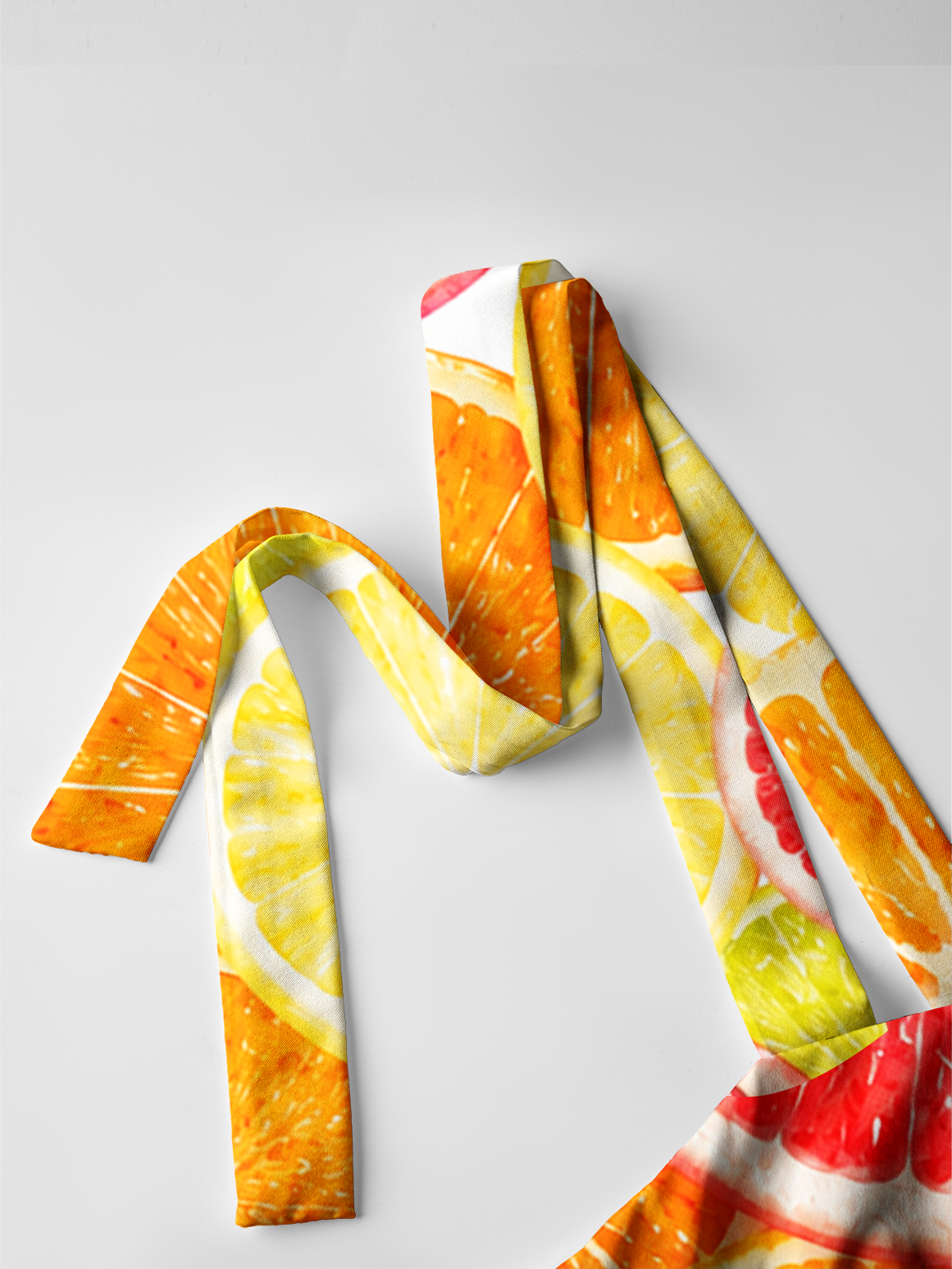 Tropical Fruit Cut Bow Strap Maxi Dress