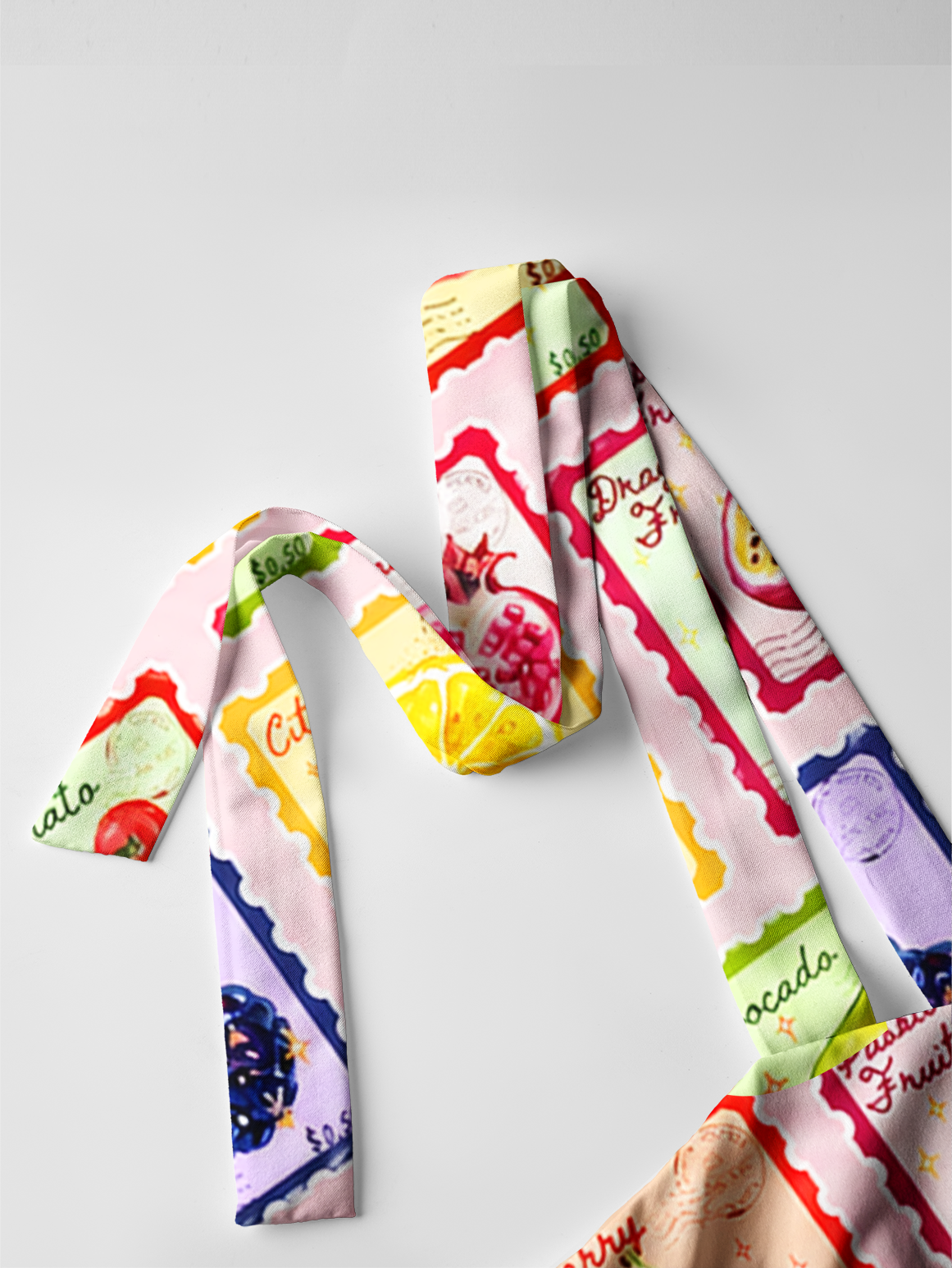 Summer Fruits Stamp Bow Strap Maxi Dress
