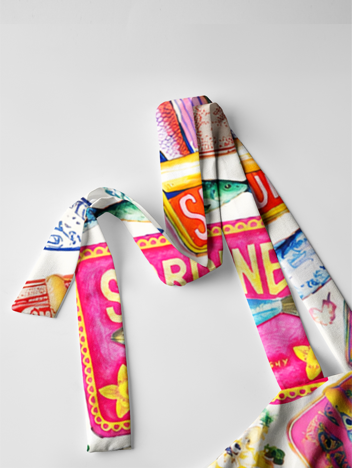 Sardines Stamp Bow Strap Maxi Dress