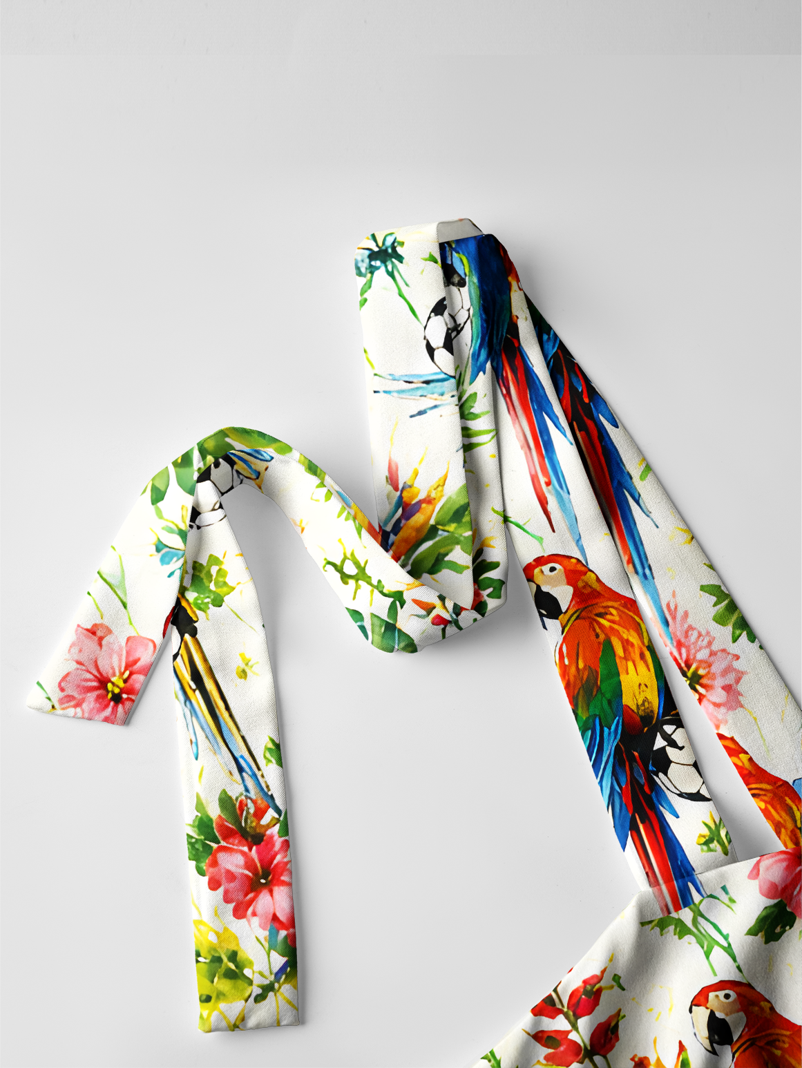 Tropical Parrot Football Garden Bow Strap Maxi Dress
