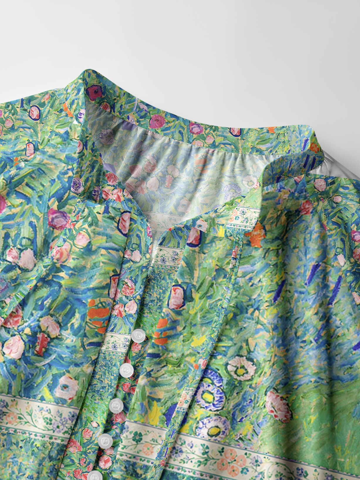 Gustav Klimt Italian Garden Landscape Long Sleeve Tie‑Neck Blouse