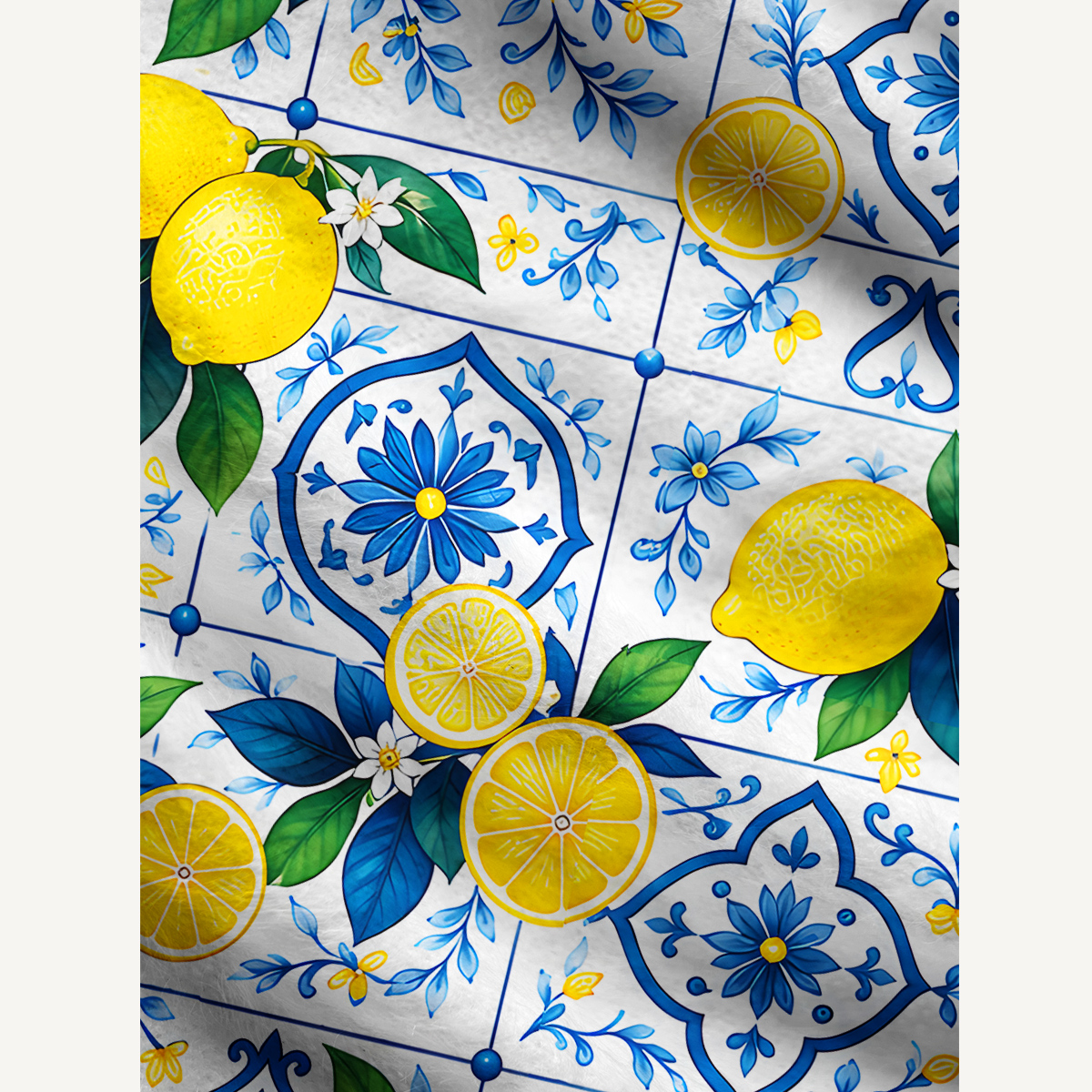 Mediterranean-style tiles with lemon patterns Cardigan Sweaters