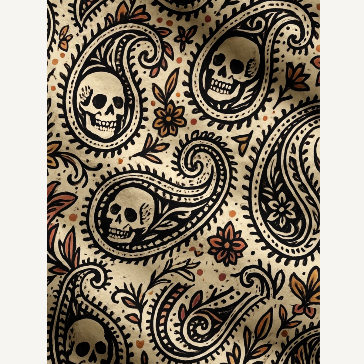 Boho Skull Paisley Print Cardigan Sweaters