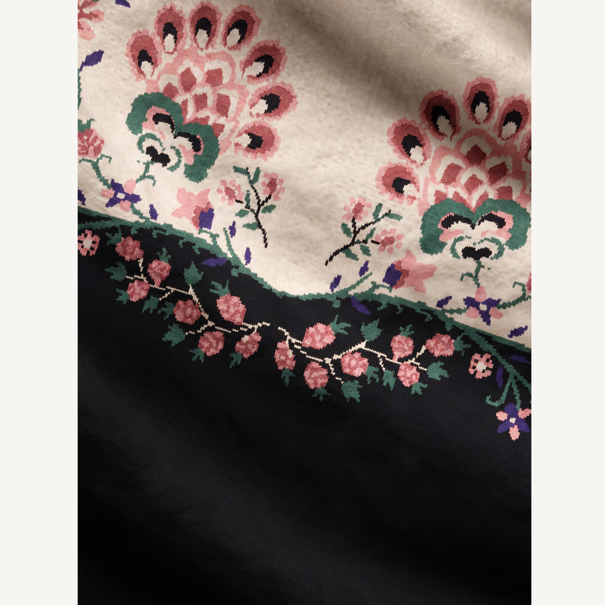 Romantic Floral Contrast Crewneck Sweater