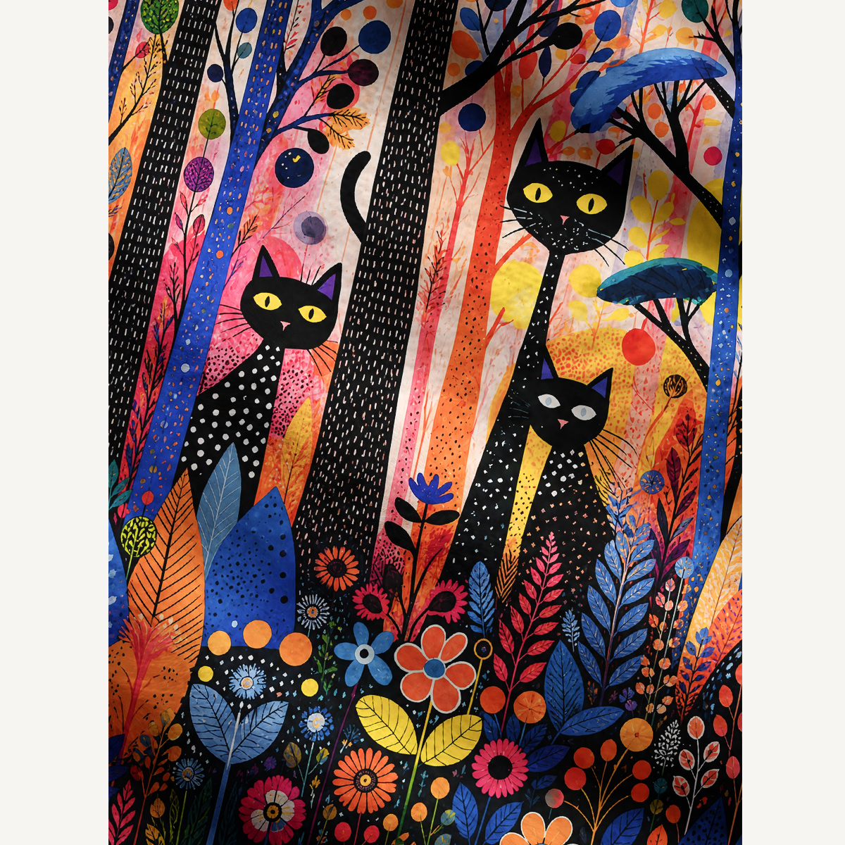Polka Dot Black Cat Woodland Garden Cardigan Sweaters