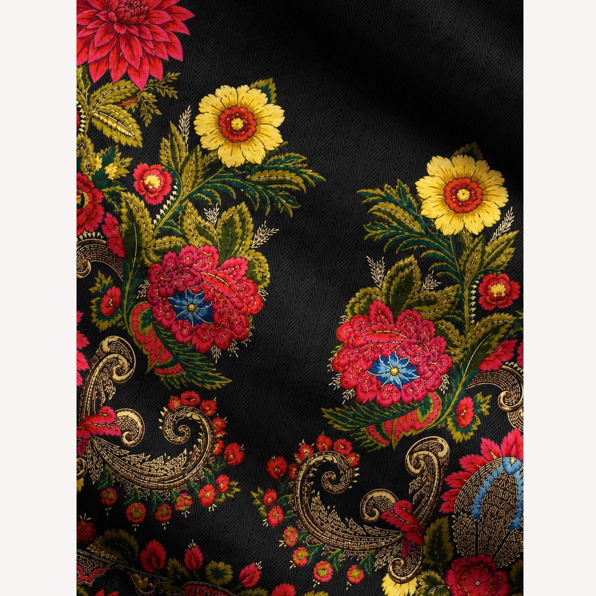 Ornate Folk Floral Border Crewneck Sweater