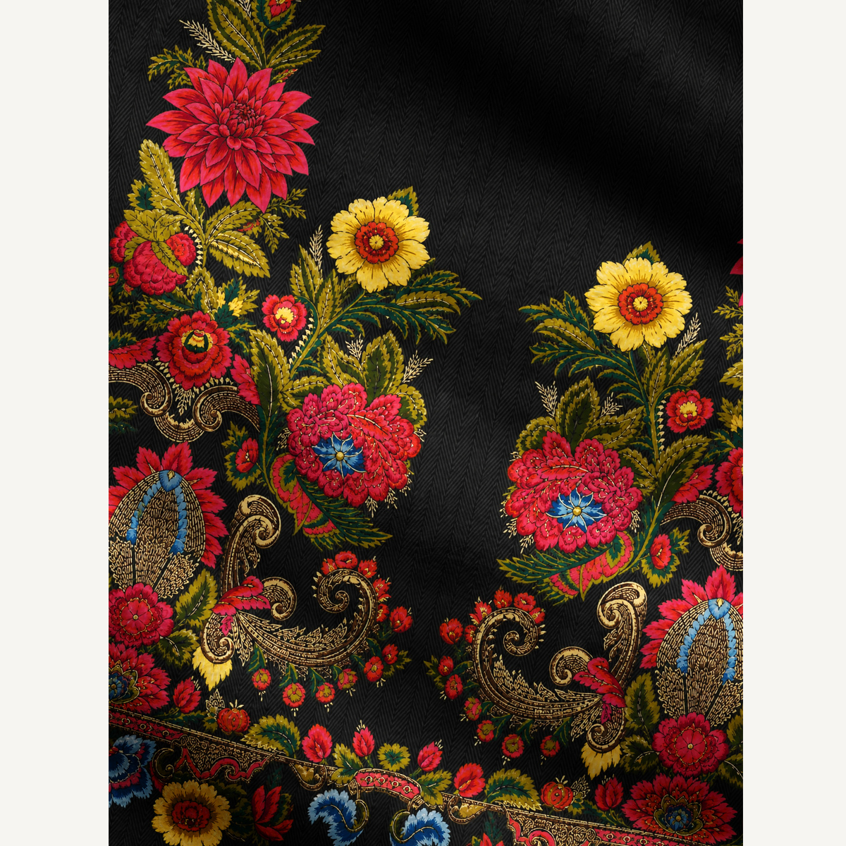 Ornate Folk Floral Border Cardigan Sweaters