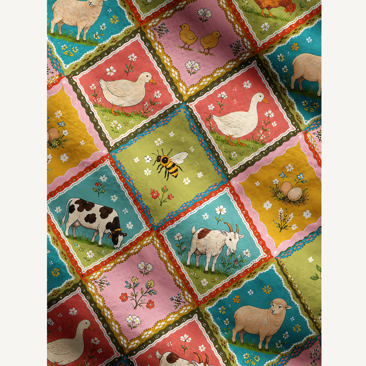 Cozy Countryside Farm Animal Patchwork Cardigan Sweaters