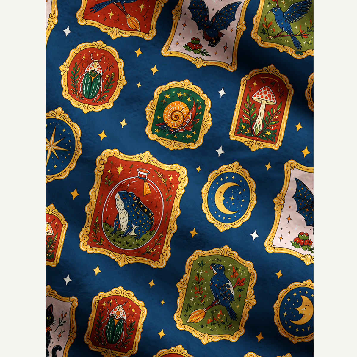 Whimsical Halloween Black Cat Bat & Moon Cardigan Sweaters