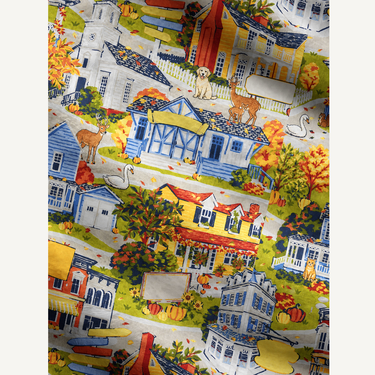 Autumn Village & Woodland Animals Cardigan Sweaters