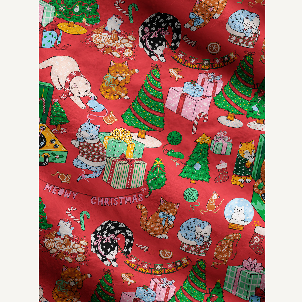 Festive Cats & Christmas Trees Cardigan Sweaters