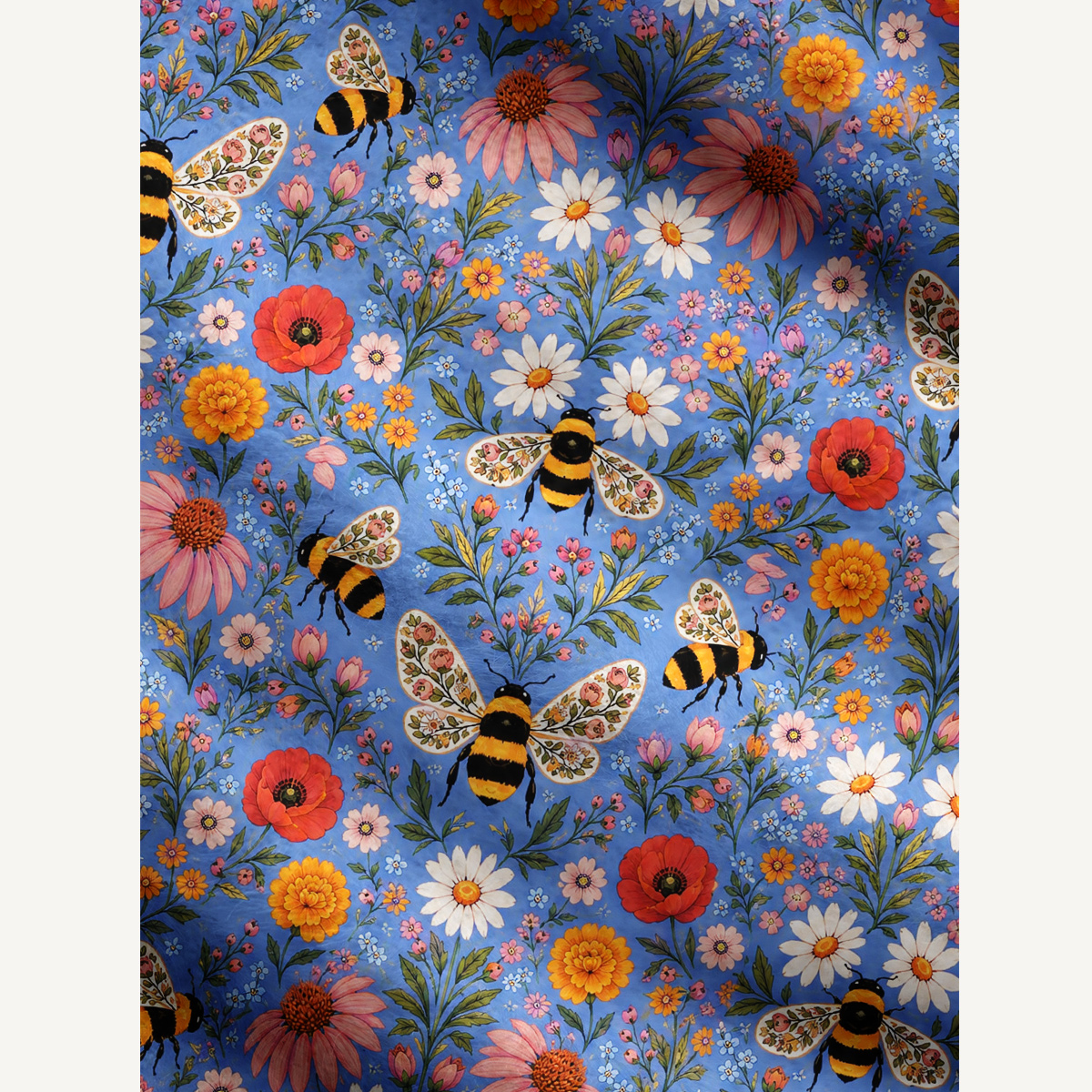 Whimsical Garden Bumblebee & Wildflower Cardigan Sweaters