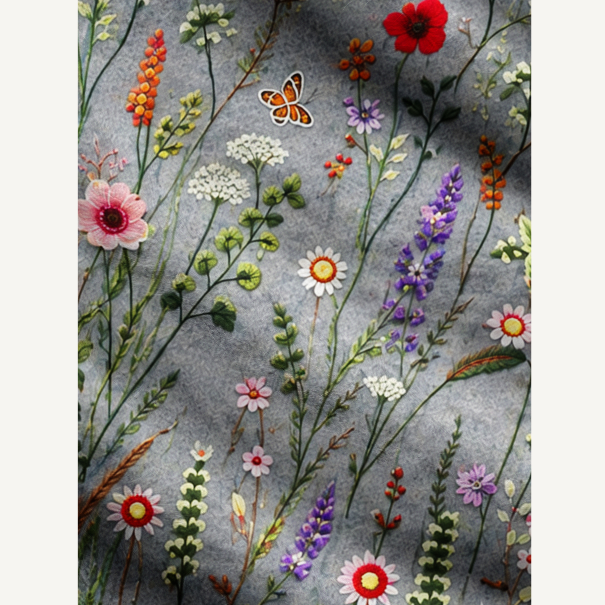Cottage Garden Wildflower & Butterfly Crewneck Sweater