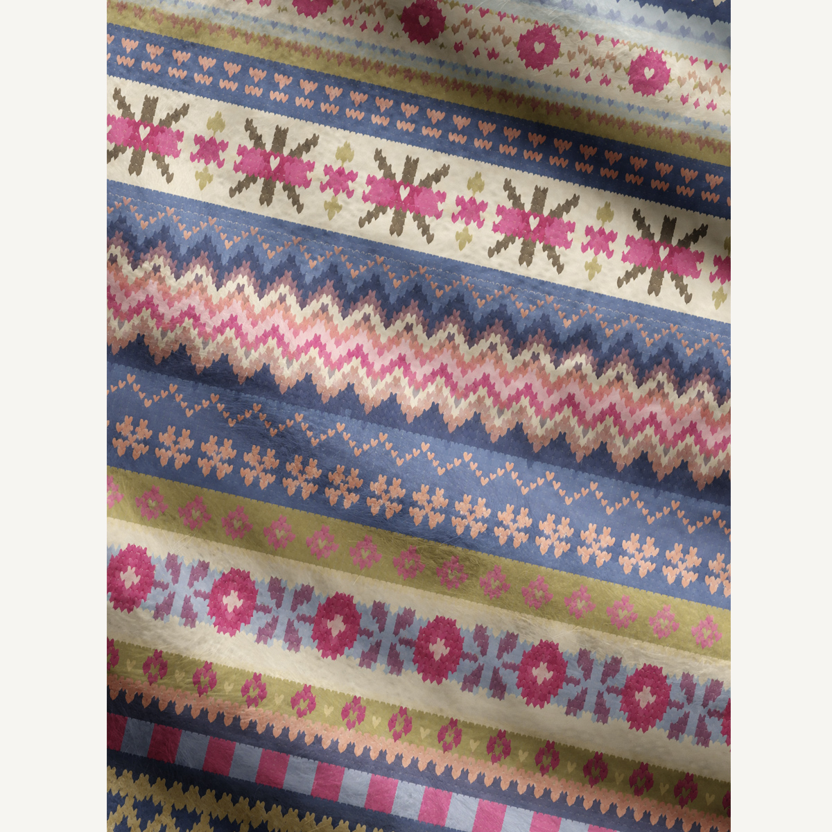 Soft Nordic Floral Geometric Stripe Cardigan Sweaters