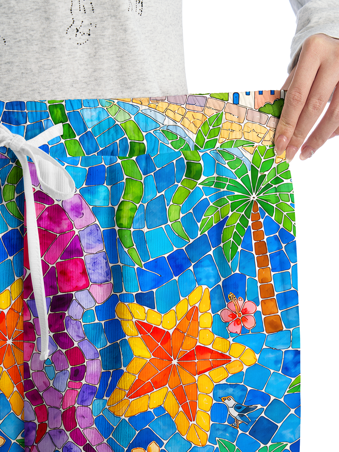 Under the Sea Wide Leg Tie Waist Pants With Pockets