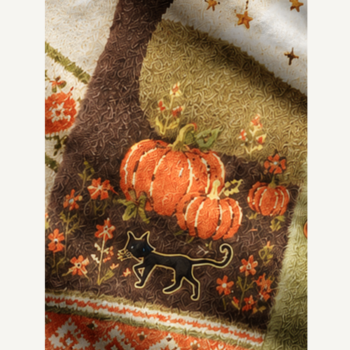 Halloween Forest Scene Pumpkin Buttons Women Cardigan Sweaters