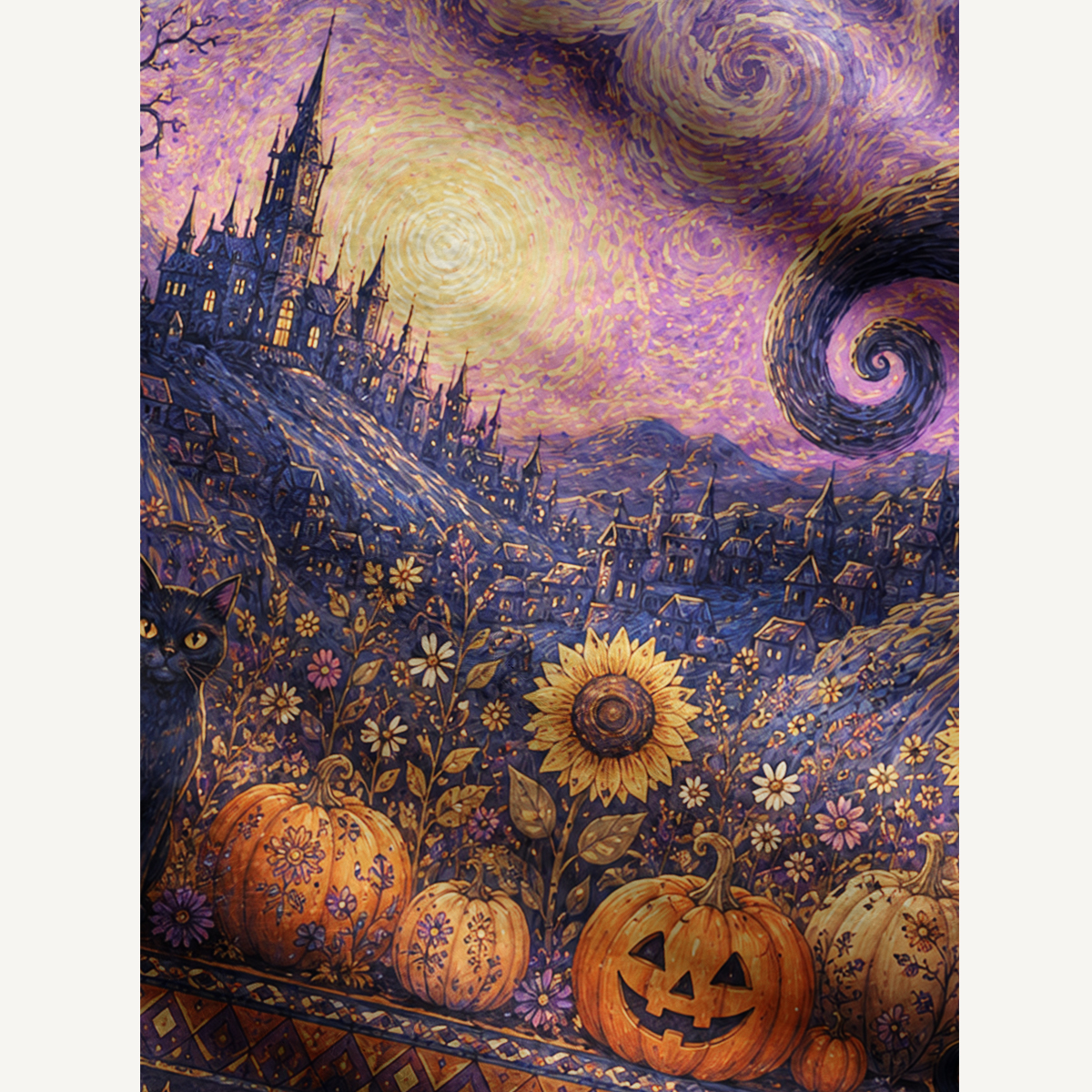 Mystic Halloween Nightfall Garden Pattern Buttons Women Cardigan Sweaters