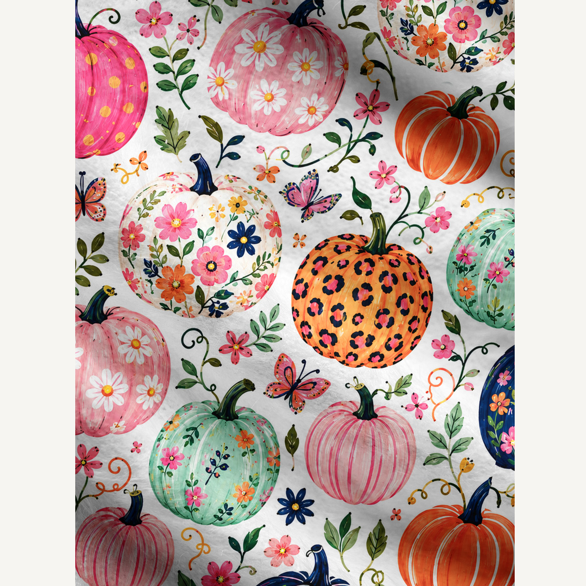 Floral Pumpkin Print Autumn Cardigan Sweaters