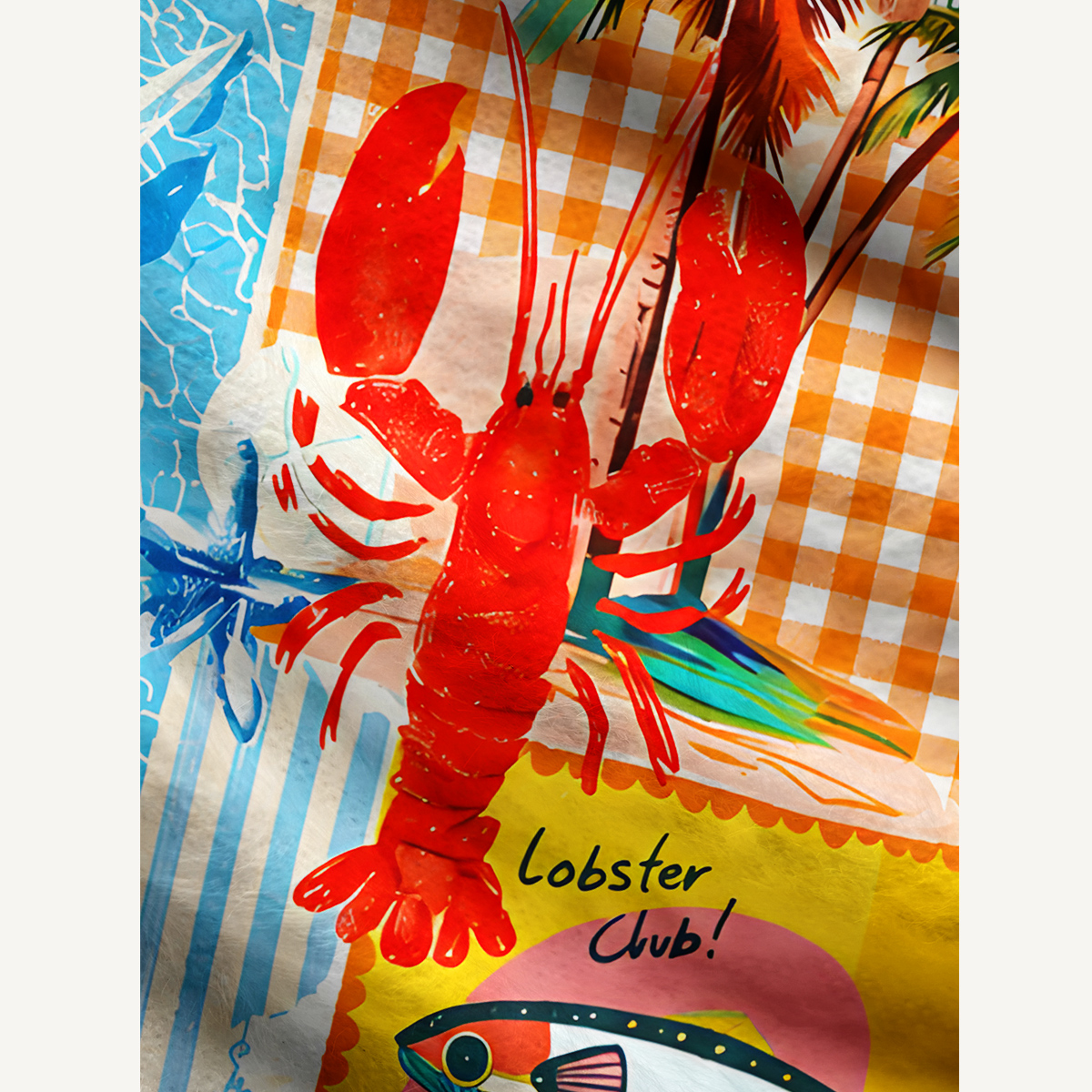 Tropical Lobster Patchwork Cardigan Sweaters