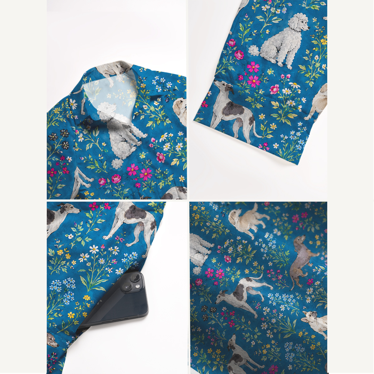 Dogs & Wildflowers Elbow-Length Sleeve Midi Dress