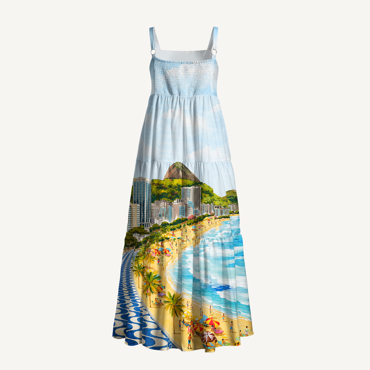 Rio Beach Scene Wide Straps Maxi Dress With Pockets