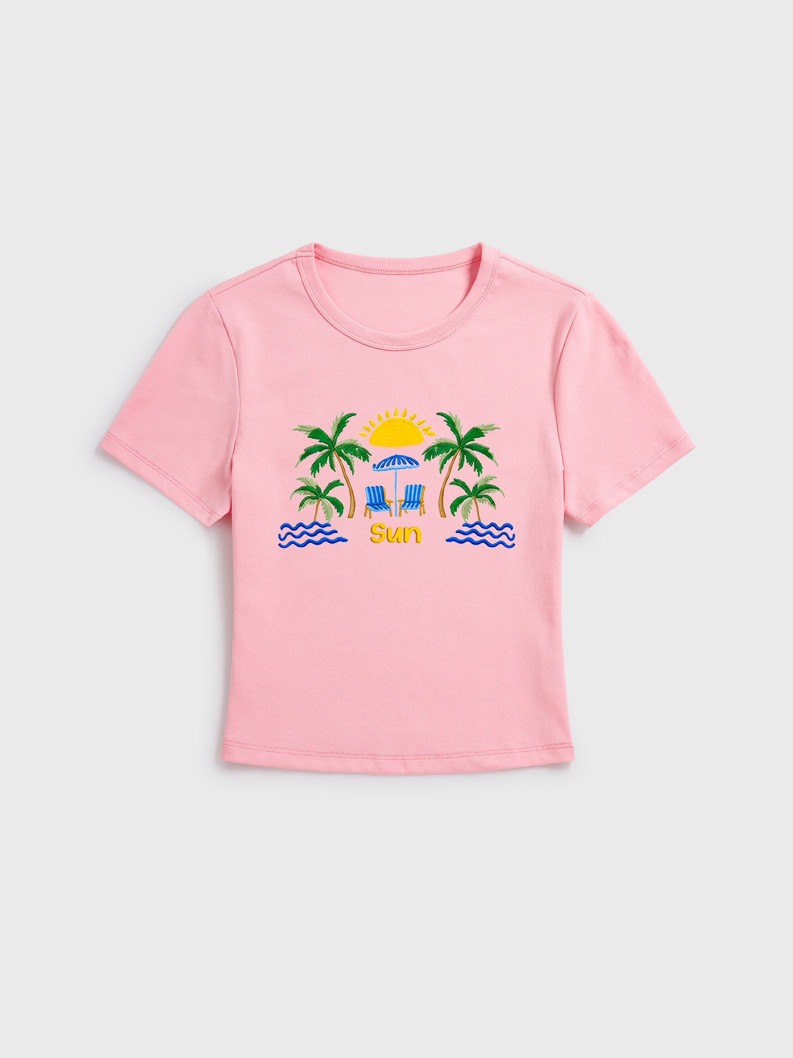 Lemon & Palm Beach Print Crew Neck Cotton Tee