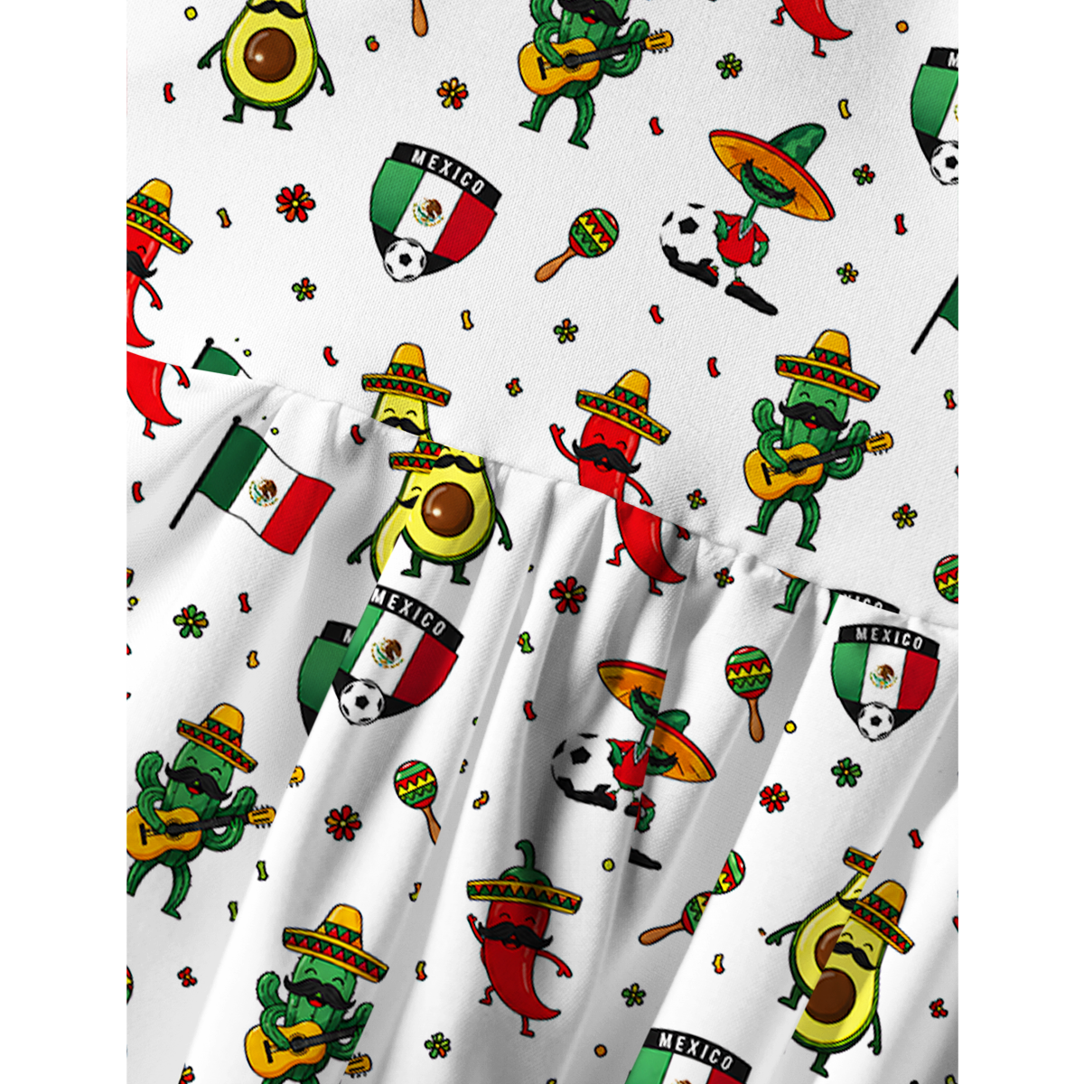 Cute Mexico Fiesta Print Mini Dress For Women