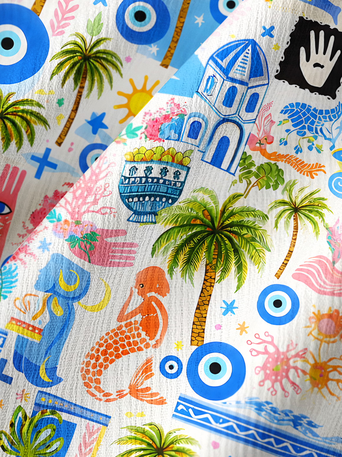 Greek Island Charms Pattern Summer Trousers
