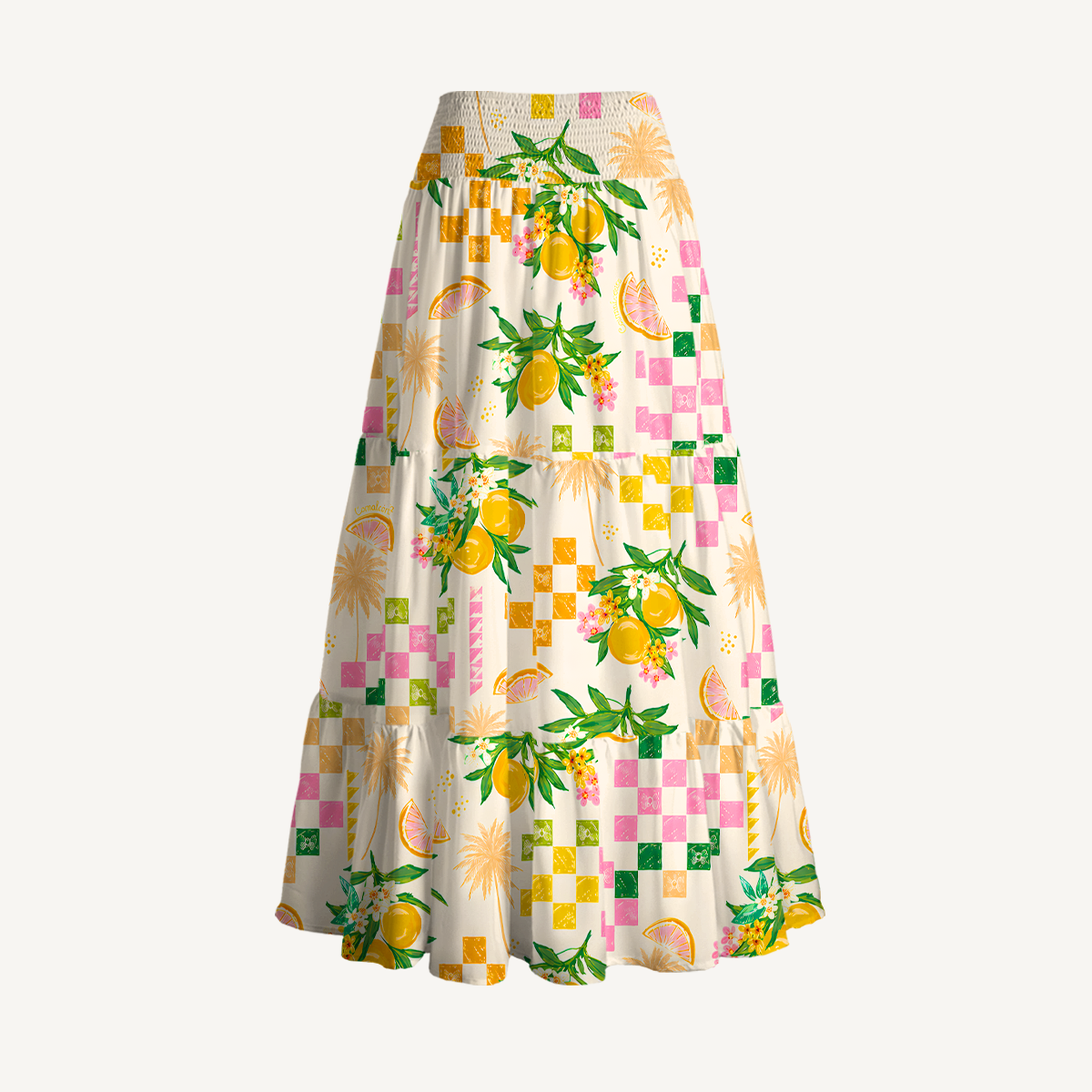 Citrus Breeze Maxi Skirt & Strapless Dress  