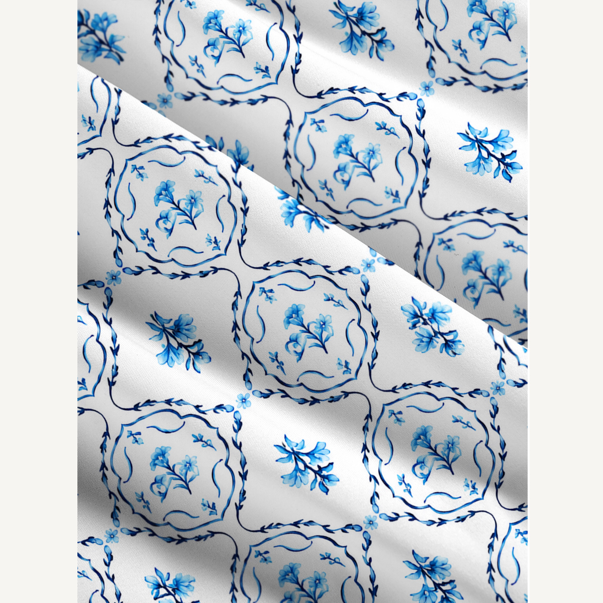 Blue Floral Medallion Print Strap Maxi Dress With Pockets
